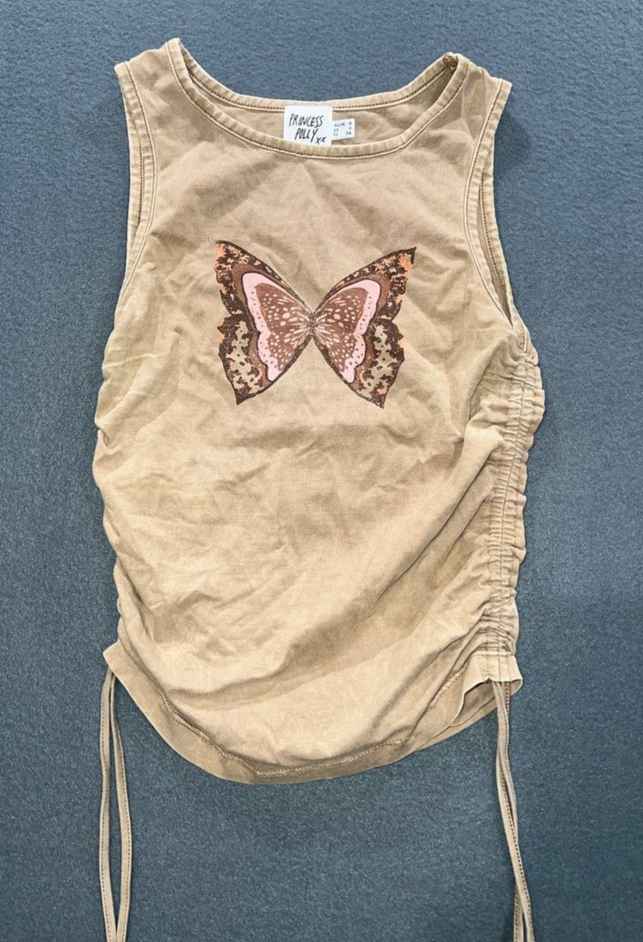 Princess Polly Butterfly Y2k Veda Tank Top Beige Small A008749